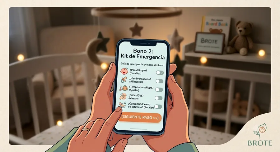Bono 2: Kit de Emergencia — checklist paso a paso cuando el bebé llora